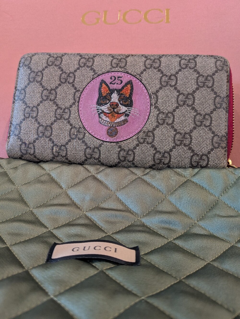 Gucci Alessandro Michele Pink Collector Box Green Quilted Dustbag HTF RARE - Picture 14 of 14